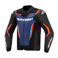 Alpinestars GP Force V2 Leather Jacket Black Blue Red Fluo