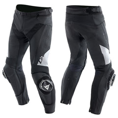 DAINESE DELTA 4 LEATHER TROUSERS BLACK + WHITE