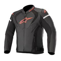 Alpinestars Jaws v3 Leather Jacket Black & Red Fluo