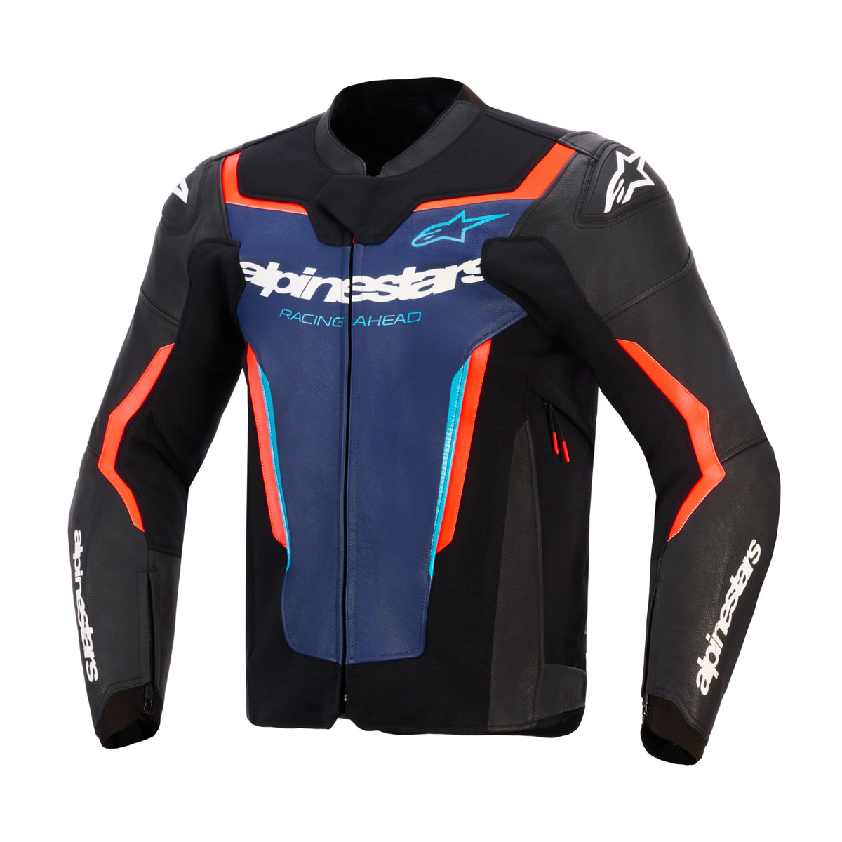 Alpinestars GP Force V2 Leather Jacket Black Blue Red Fluo