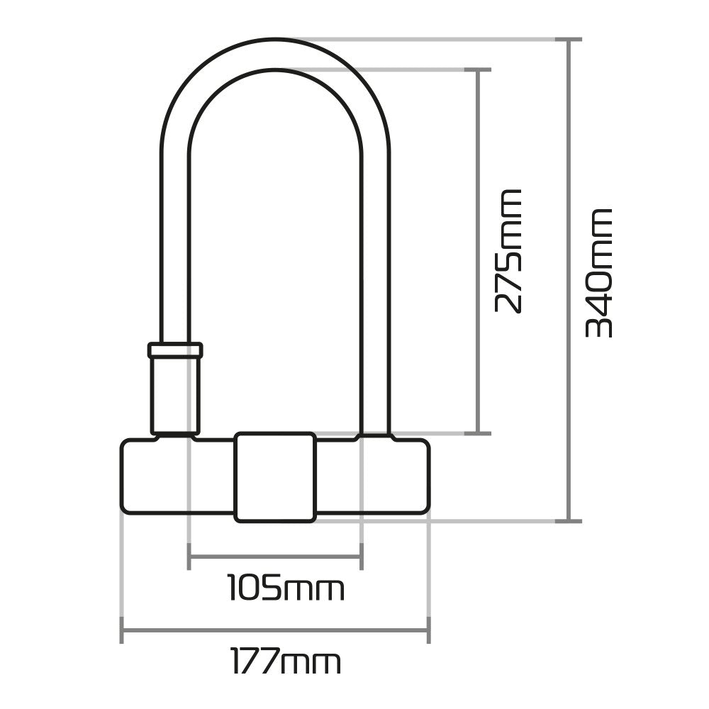 Oxford Magnum U-lock (177x340mm) with Bracket