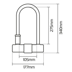 Oxford Magnum U-lock (177x340mm) with Bracket