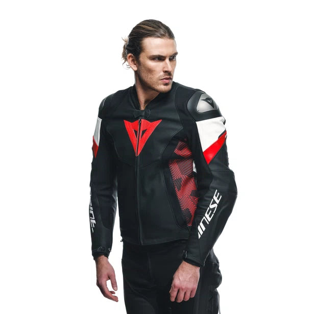 DAINESE AVRO 5 LEATHER JACKET RED LAVA