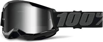 100% Strata 2 Mirrored Lens Goggles - Black